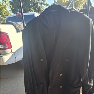Elegant Black Double-Breasted Pea Coat